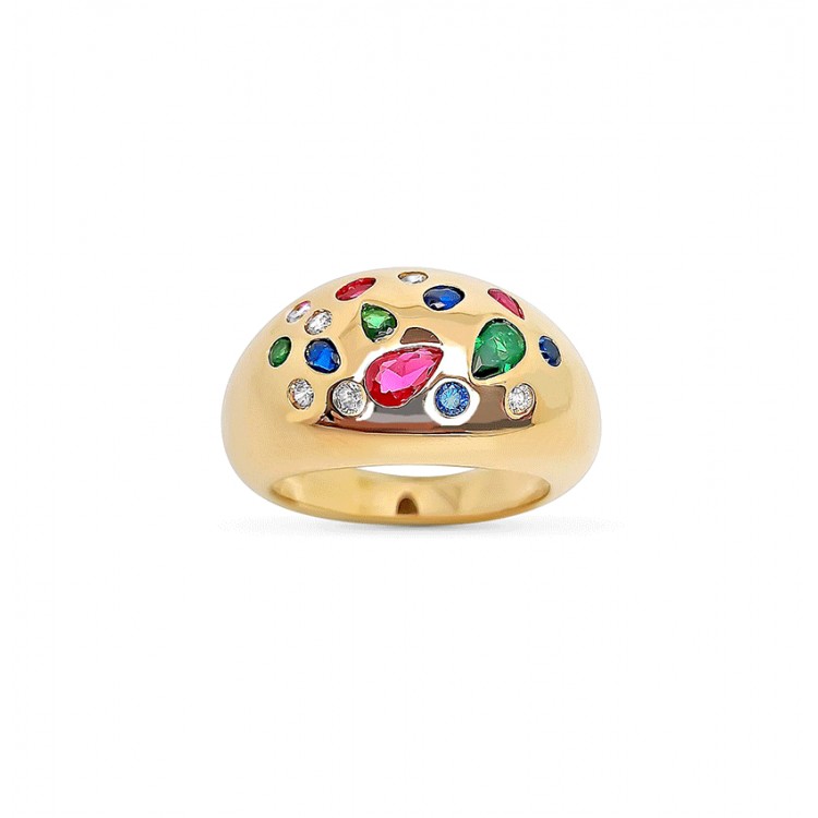 Bague boucle ceinture femme en plaqué or 18 carats avec cristaux d’oxyde de zirconium